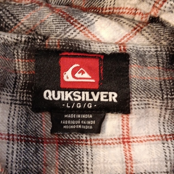 Quiksilver large plaid flannel cotton hooded shirt - Picture 5 of 6